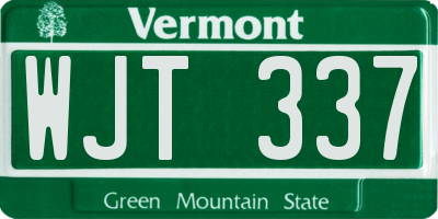 VT license plate WJT337