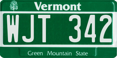 VT license plate WJT342