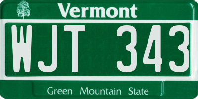 VT license plate WJT343
