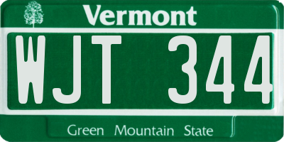 VT license plate WJT344