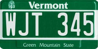 VT license plate WJT345