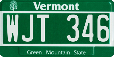 VT license plate WJT346