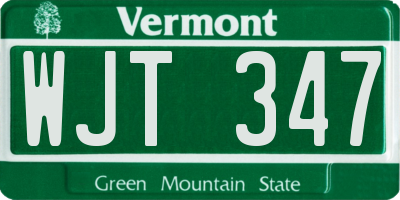 VT license plate WJT347