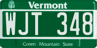 VT license plate WJT348