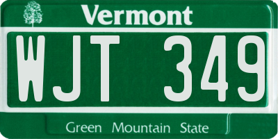 VT license plate WJT349
