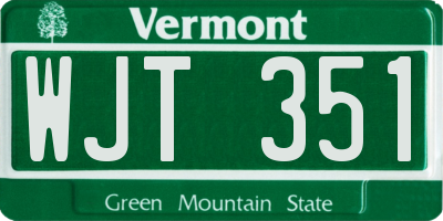VT license plate WJT351