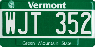 VT license plate WJT352