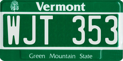 VT license plate WJT353