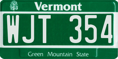VT license plate WJT354