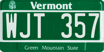 VT license plate WJT357