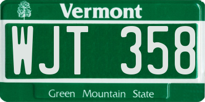 VT license plate WJT358