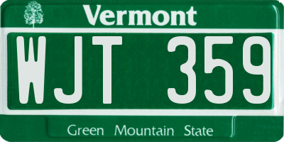 VT license plate WJT359