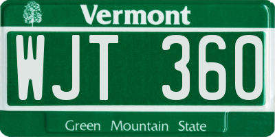 VT license plate WJT360