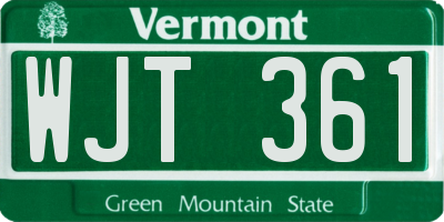 VT license plate WJT361