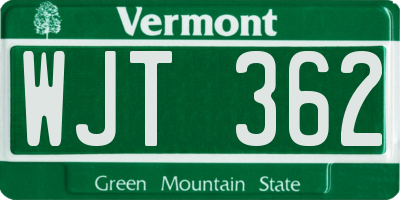 VT license plate WJT362