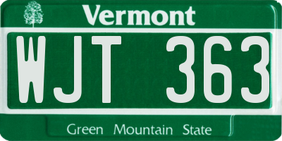 VT license plate WJT363