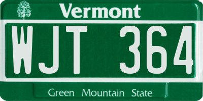 VT license plate WJT364