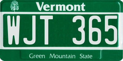VT license plate WJT365