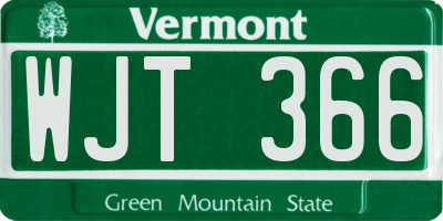 VT license plate WJT366