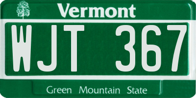 VT license plate WJT367