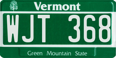 VT license plate WJT368