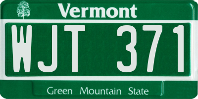 VT license plate WJT371