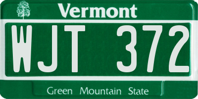 VT license plate WJT372