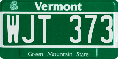 VT license plate WJT373