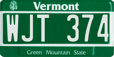 VT license plate WJT374