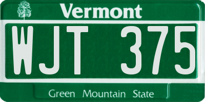 VT license plate WJT375
