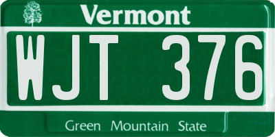 VT license plate WJT376