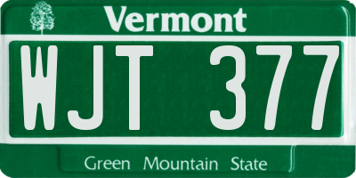 VT license plate WJT377