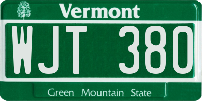 VT license plate WJT380
