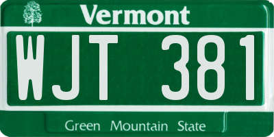 VT license plate WJT381