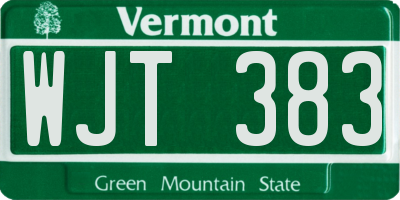 VT license plate WJT383