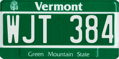VT license plate WJT384