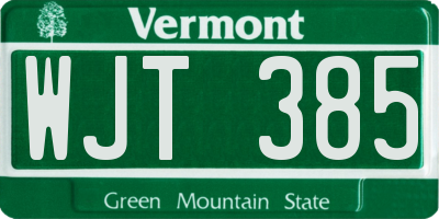VT license plate WJT385