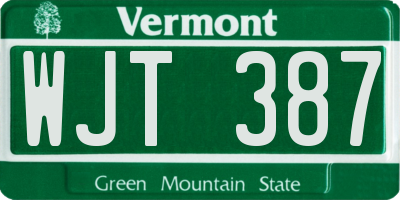 VT license plate WJT387
