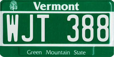 VT license plate WJT388