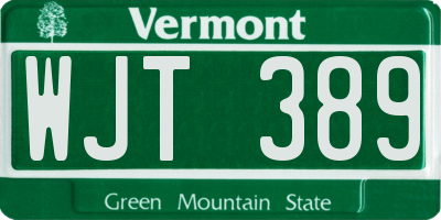 VT license plate WJT389