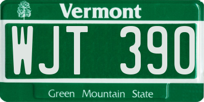 VT license plate WJT390