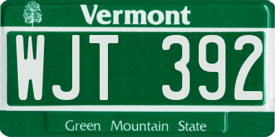 VT license plate WJT392