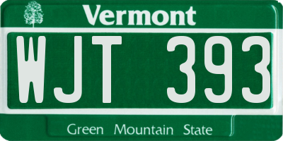 VT license plate WJT393
