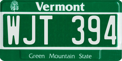 VT license plate WJT394
