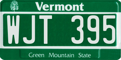 VT license plate WJT395