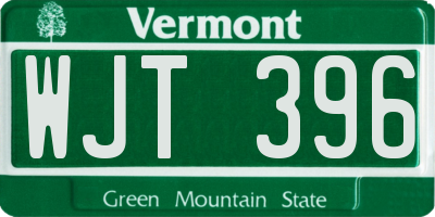 VT license plate WJT396