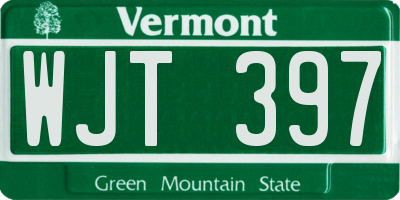 VT license plate WJT397
