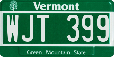 VT license plate WJT399