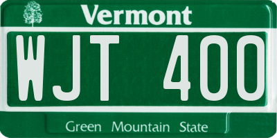 VT license plate WJT400