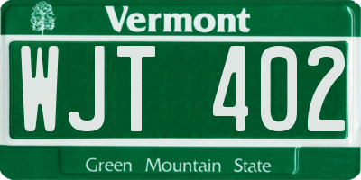 VT license plate WJT402